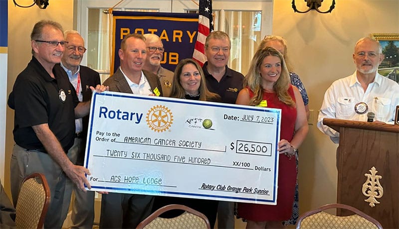 Rotary-club-of-orange-Park-sunsrise-presents-check-to-the-cancer-society-2023 image